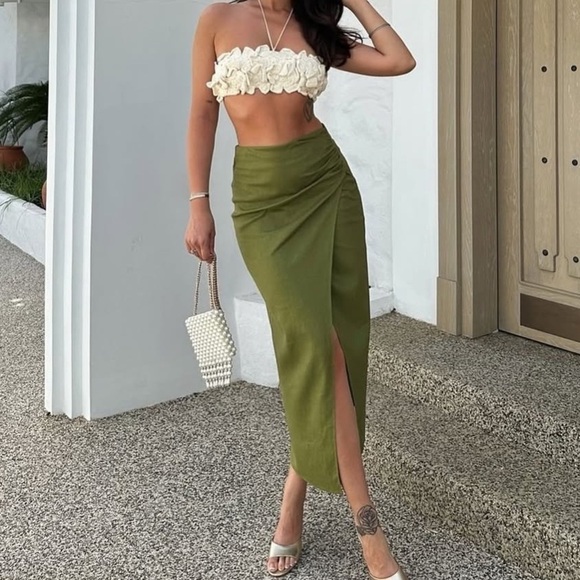 Zara crocheted cream bandeau, S-M, cotton, rosettes, spaghetti straps, Festival - Picture 3 of 5